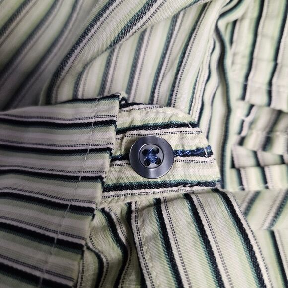 VTG Banana Republic Mens Large Green Striped Long Sleeve Button Down Shirt - Picture 5 of 8